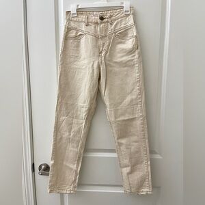 Women's contrast stitching Cream Jeans